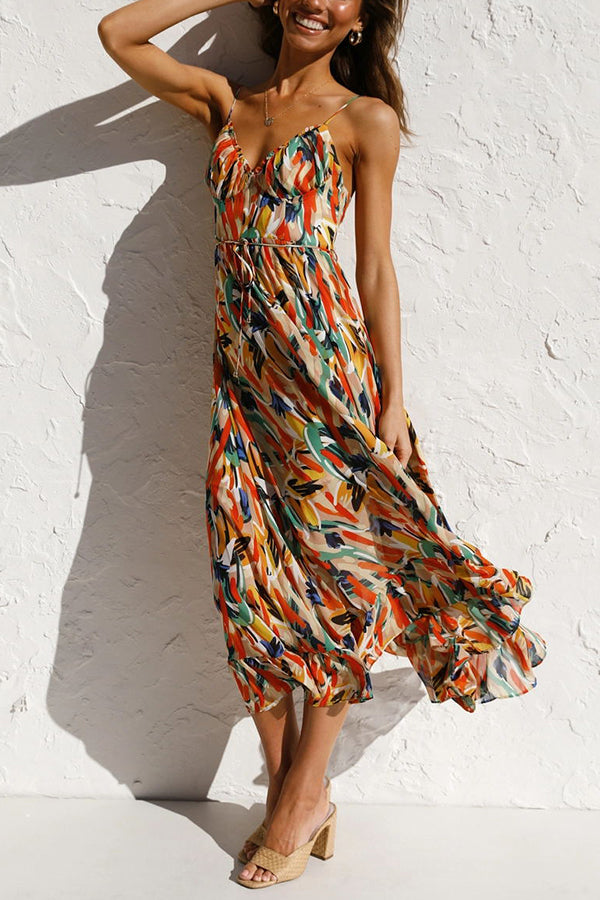 Light maxi summer dress with waist seam – Mira