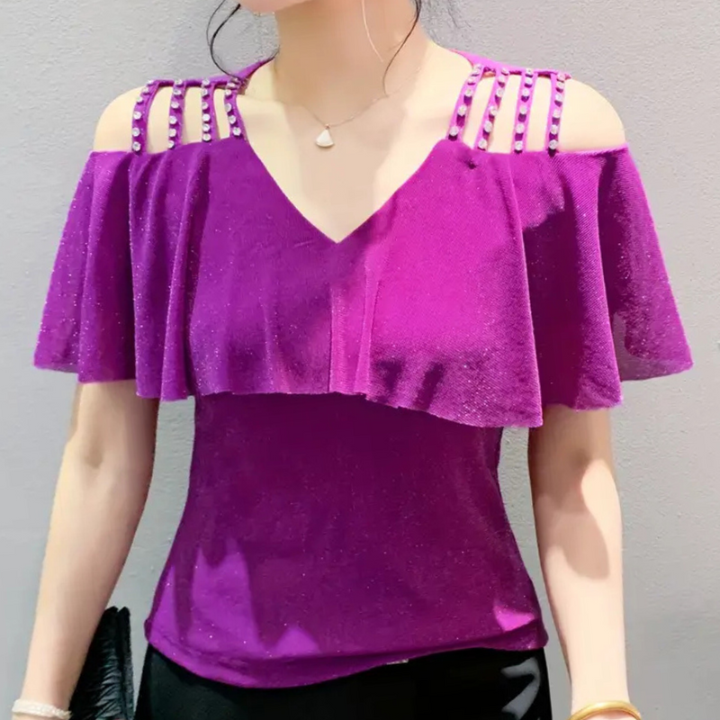 Fashionable V-Neck Blouse for Women - Elvira