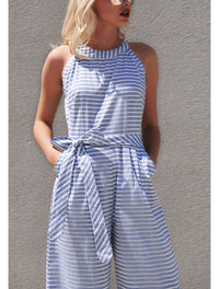 Striped Women's Jumpsuit with Halter Neck – Vivienne