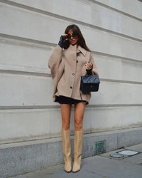 Women's mid-length coat in oversized look with button closure – Selina