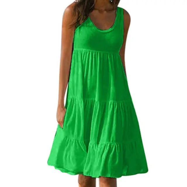 Trendy sleeveless mini dress with round neckline - Amelie