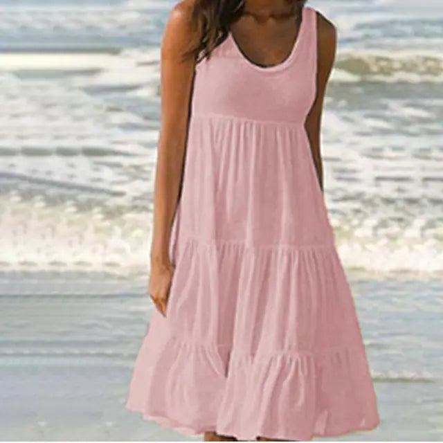 Trendy sleeveless mini dress with round neckline - Amelie