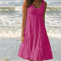 Trendy sleeveless mini dress with round neckline - Amelie