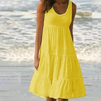 Trendy sleeveless mini dress with round neckline - Amelie