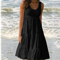 Trendy sleeveless mini dress with round neckline - Amelie
