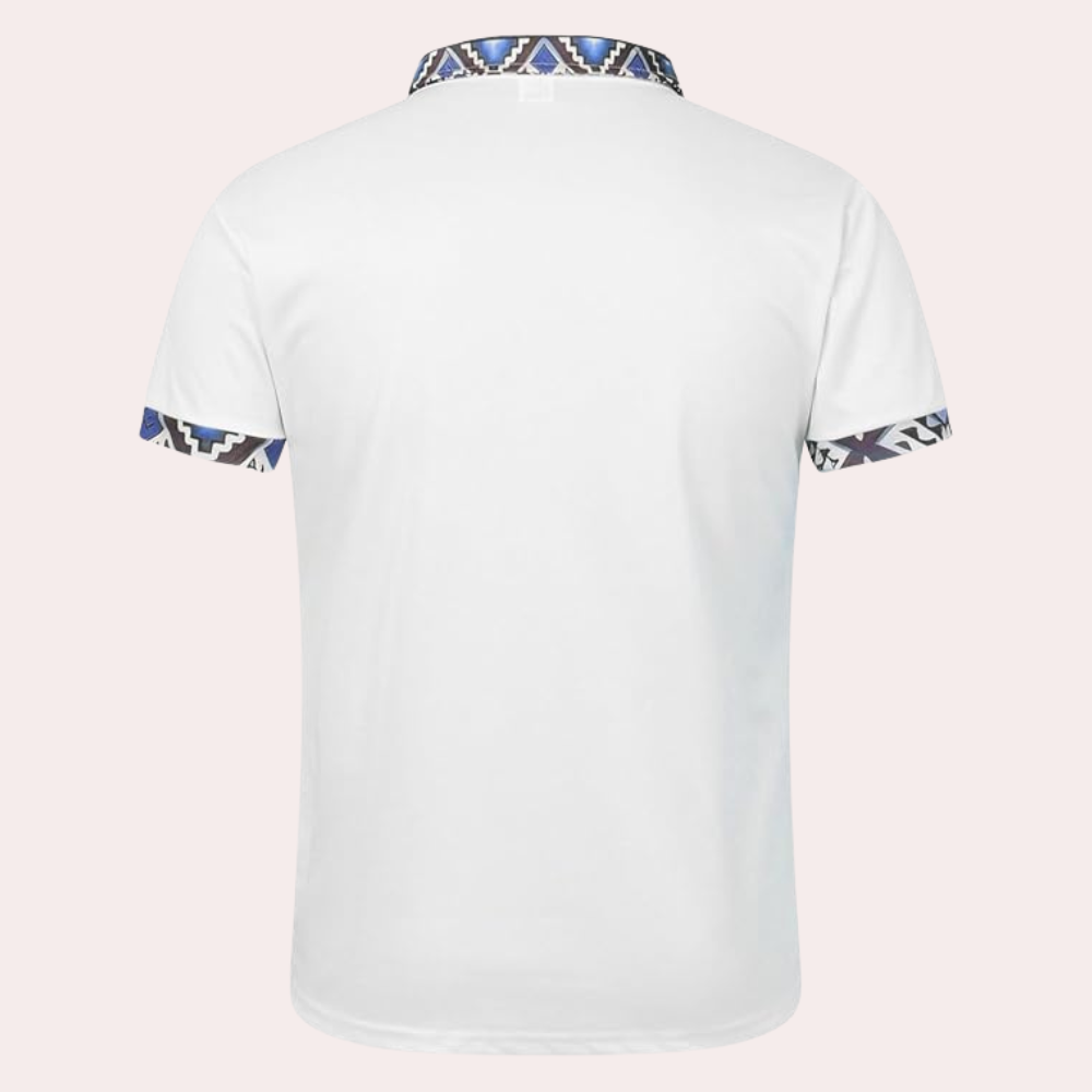 Printed White Polo for Men - Lucas