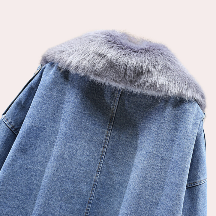 Warm Denim Winter Coat for Women - Mira