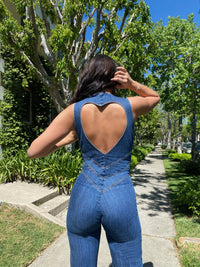 Heart-Shaped Backless Women's Denim Jumpsuit – Sakura