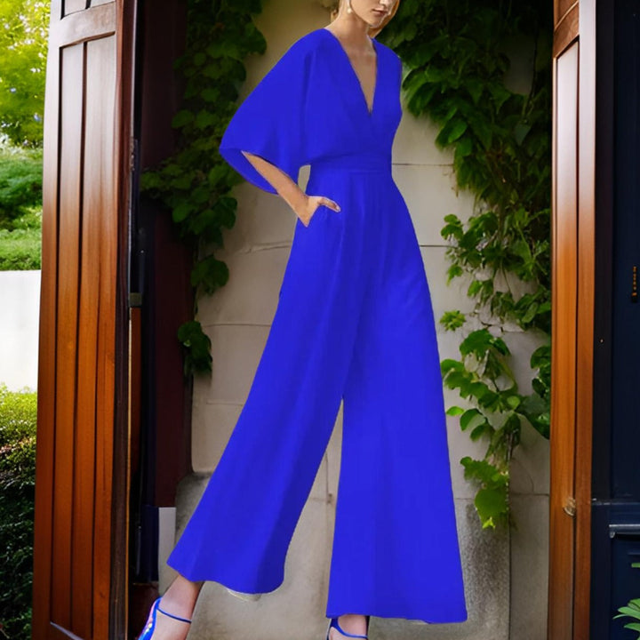 V-hals Jumpsuit met Driekwart Mouwen - Aurora Chic