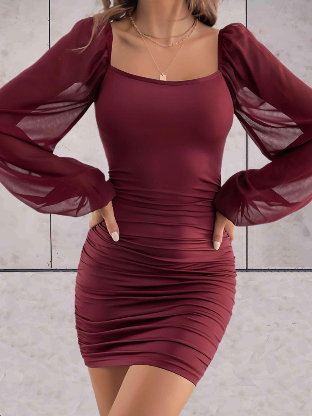 Stylish Mini Dress with Wide Sleeves - Lina