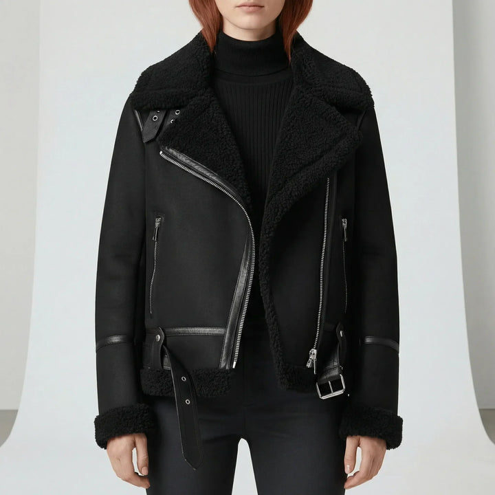 Klassische Lammfell-Inspirierte Jacke - Sophie