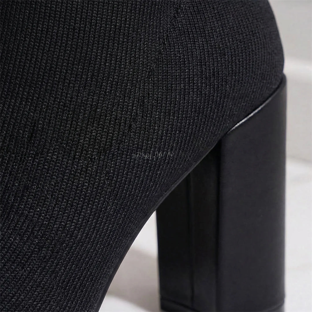 Knee-High Block Heel Stretch Boot - Camille