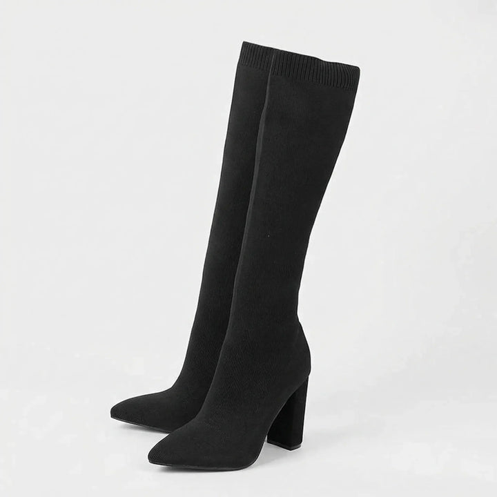 Knee-High Block Heel Stretch Boot - Camille