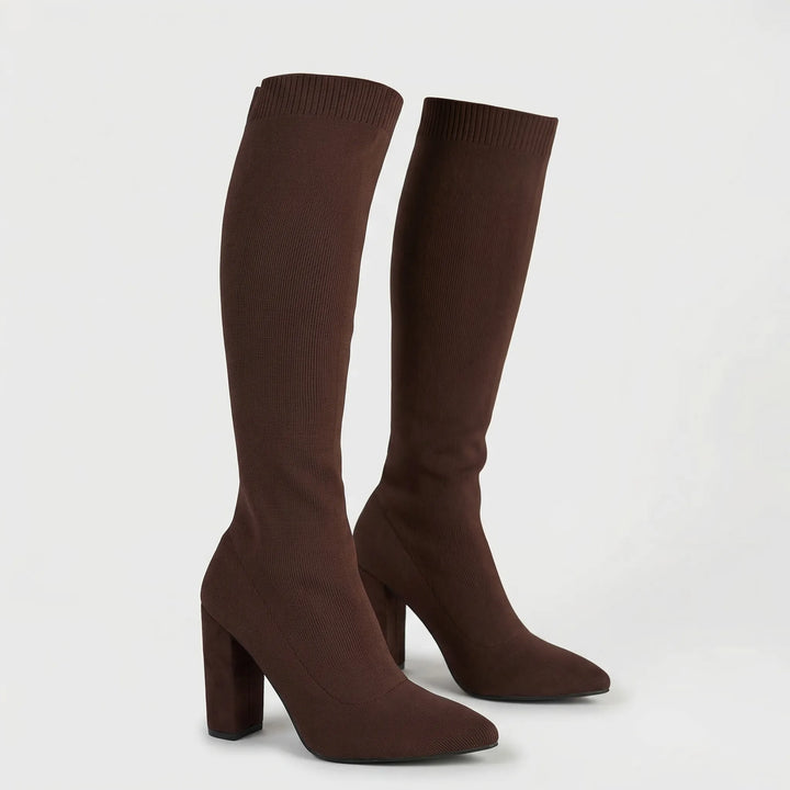 Knee-High Block Heel Stretch Boot - Camille
