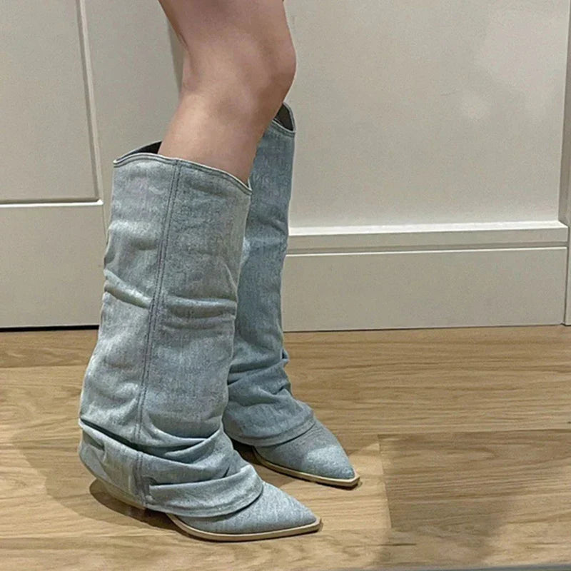 Knee-High Boot With A Ruched Slouchy Shaft - Margie