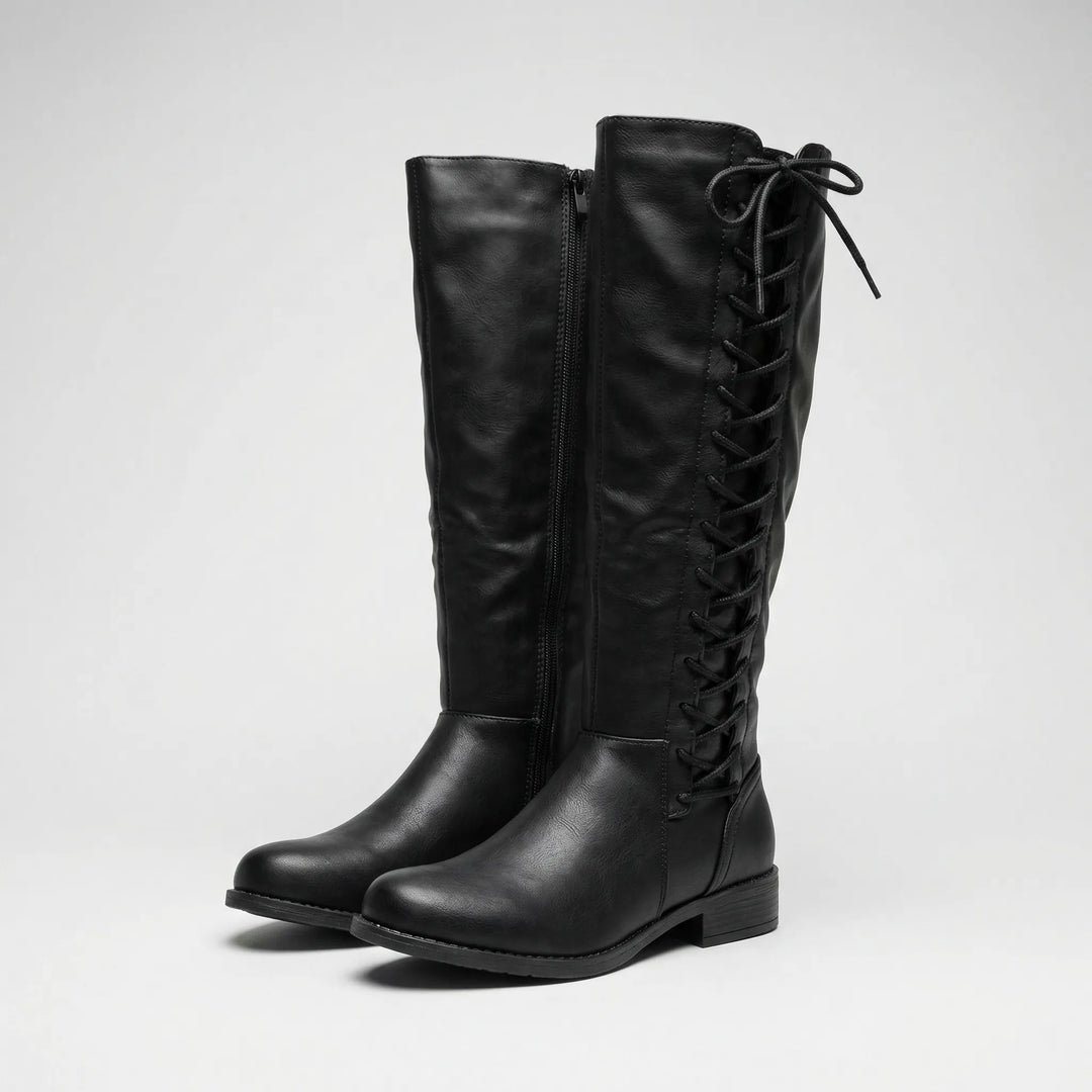 Knee-High Lace-Up Side Boots - Joyce