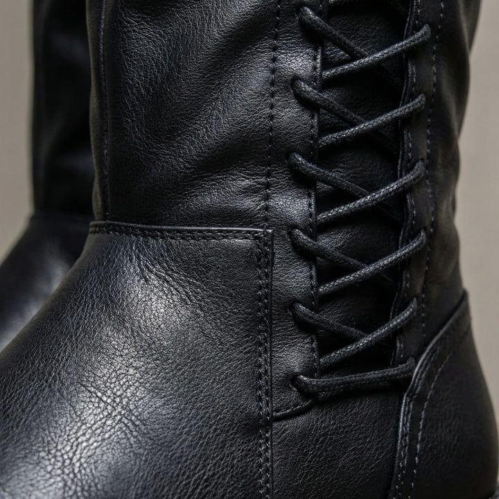 Knee-High Lace-Up Side Boots - Joyce