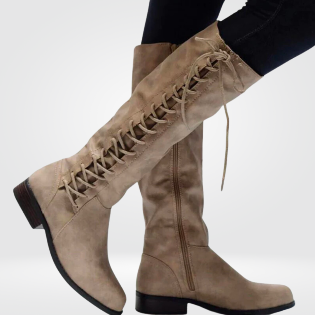 Knee-High Lace-Up Side Boots - Joyce