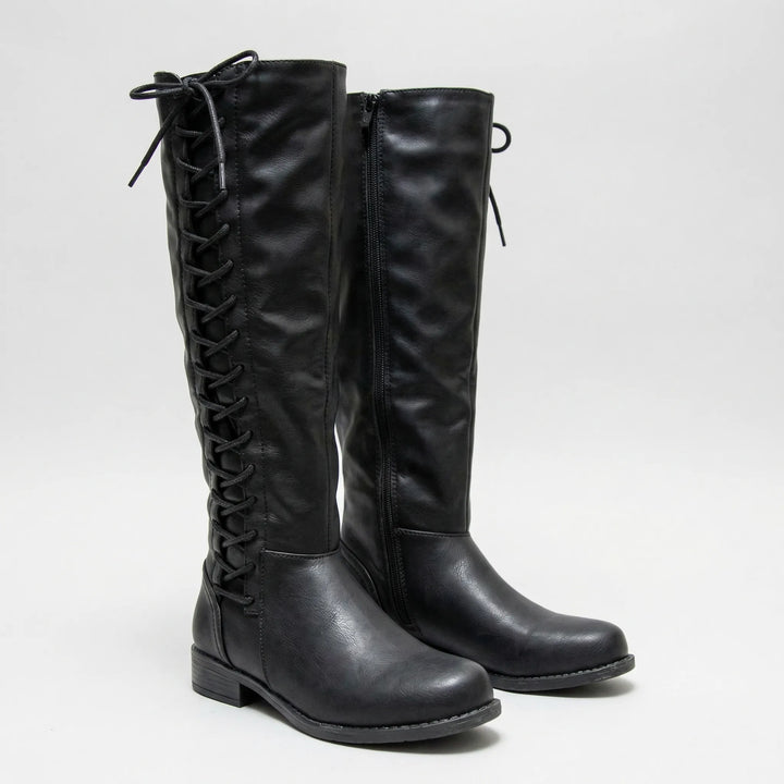 Knee-High Lace-Up Side Boots - Joyce
