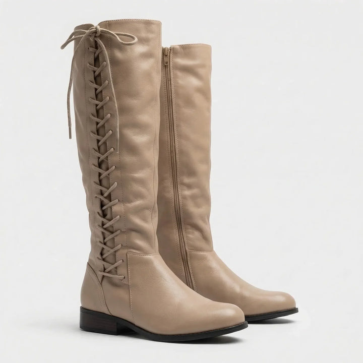 Knee-High Lace-Up Side Boots - Joyce