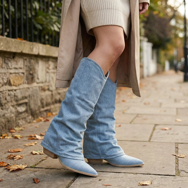 Kniehoher Stiefel Mit Gerafftem Schaft - Lynette