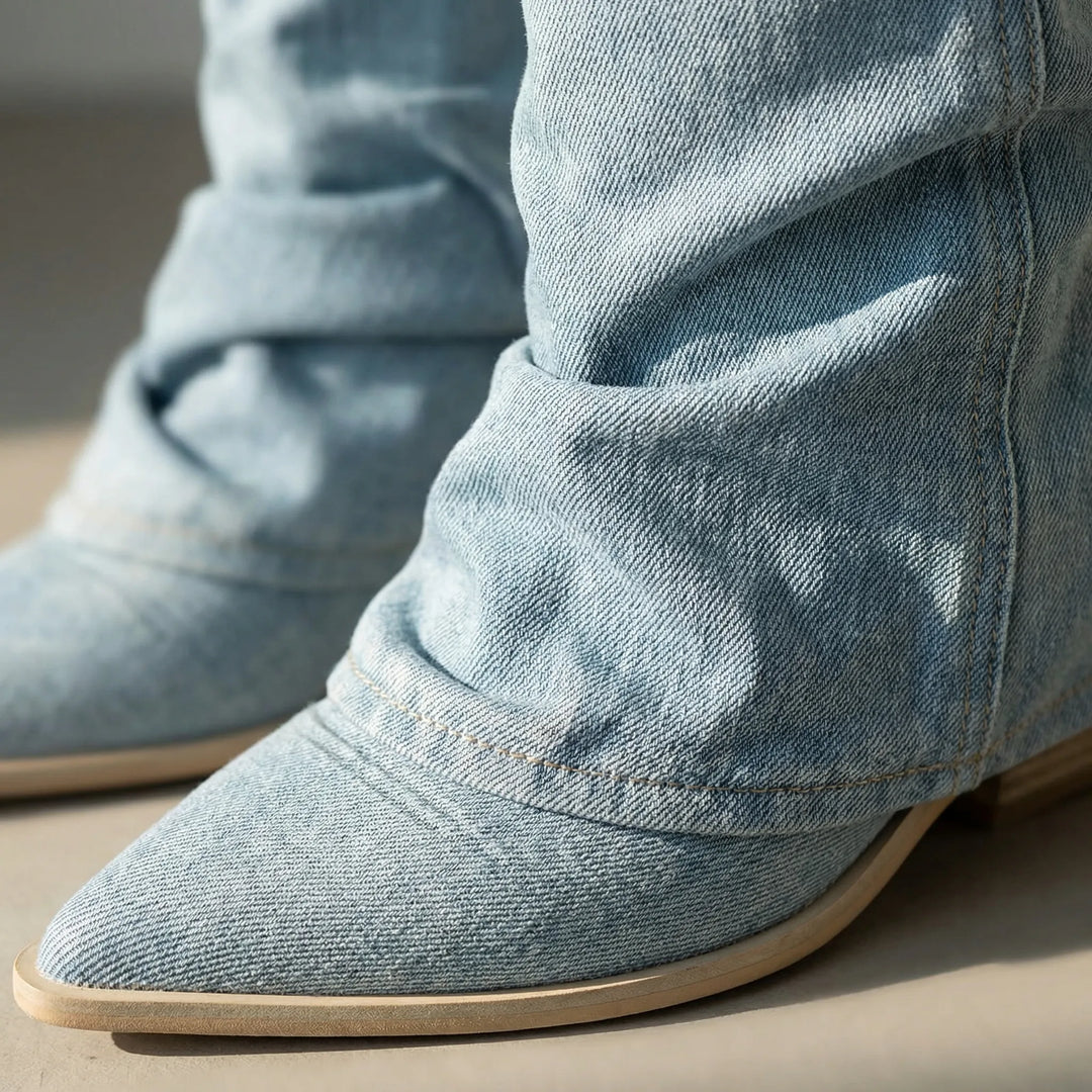 Kniehoher Stiefel Mit Gerafftem Schaft - Lynette