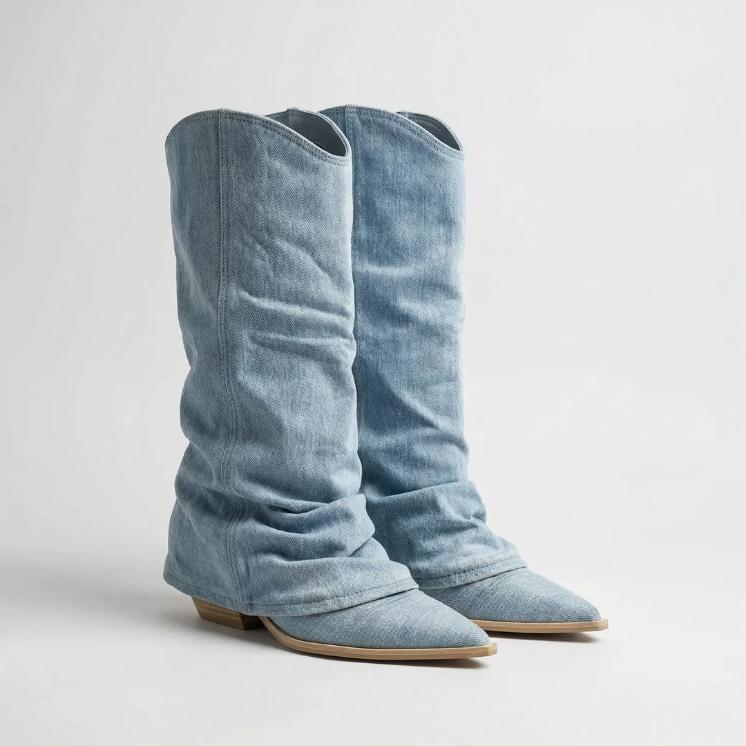 Kniehoher Stiefel Mit Gerafftem Schaft - Lynette