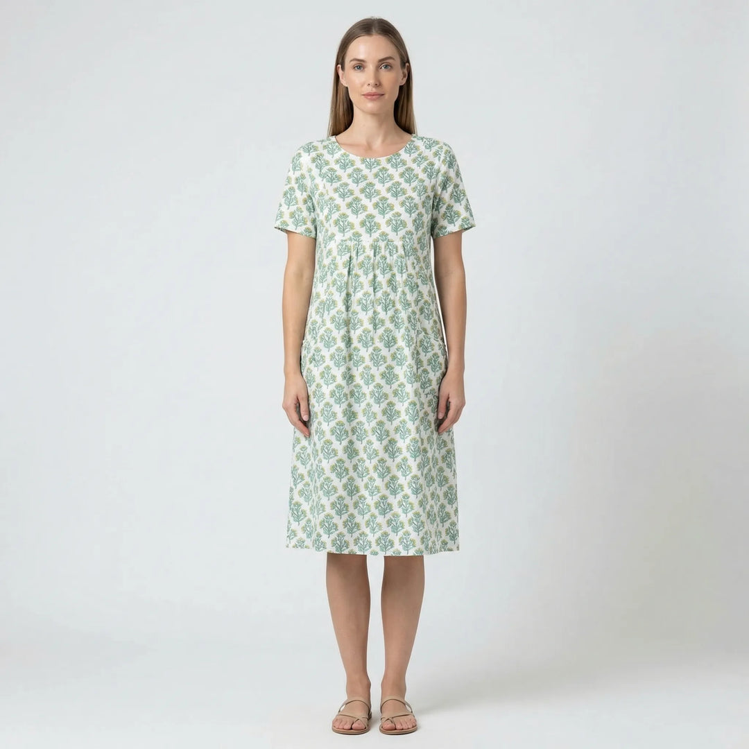 Knielanges Sommerkleid Mit Kurzen Ärmeln - Tamina