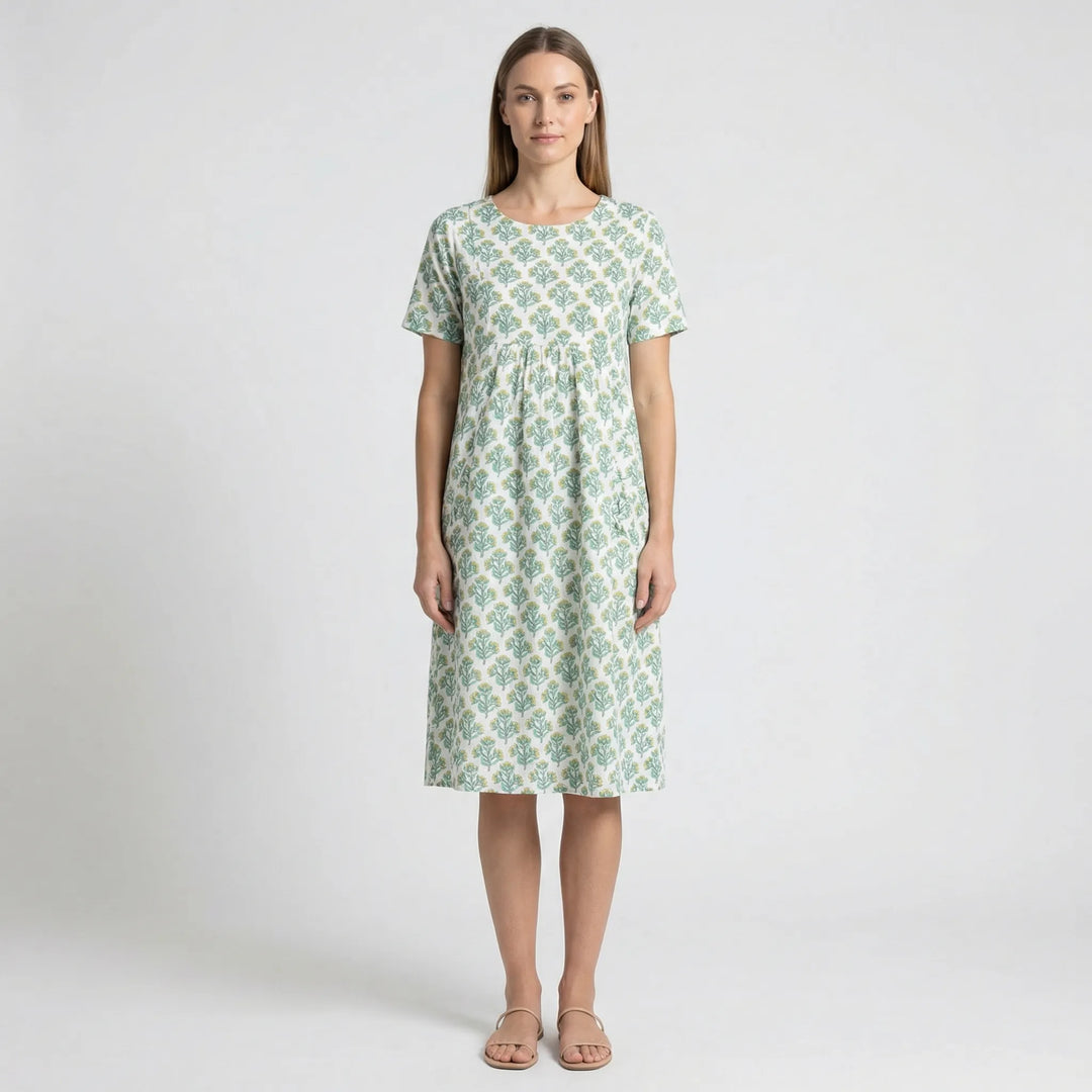 Knielanges Sommerkleid Mit Kurzen Ärmeln - Tamina
