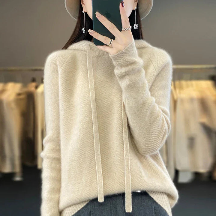 Knitted Hooded Jumper With A Soft Texture - Kristy