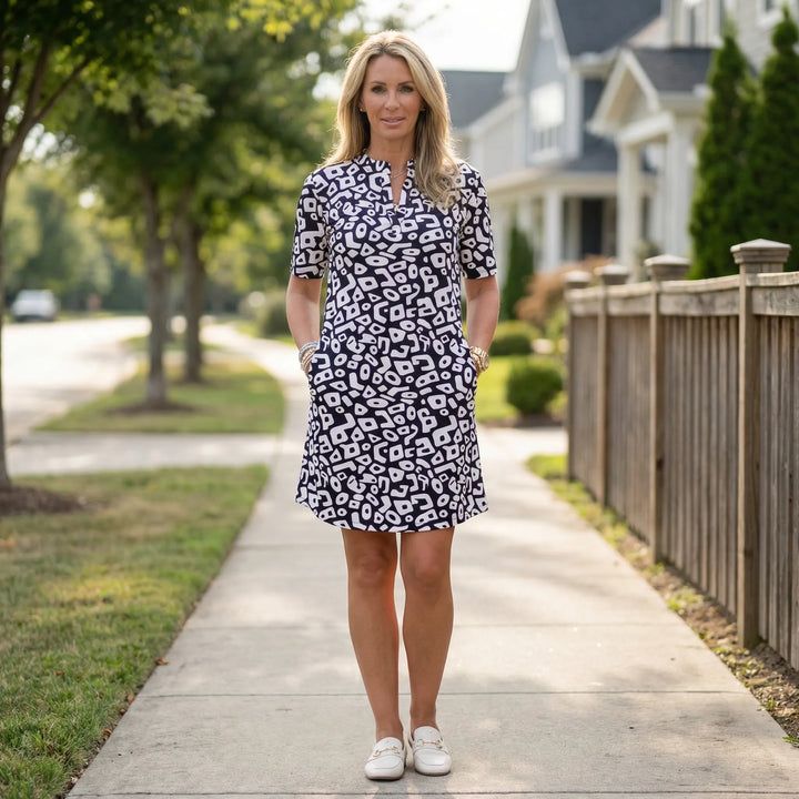 Kurzarm-Kleid Mit Grafischem Allover-Muster - Michele