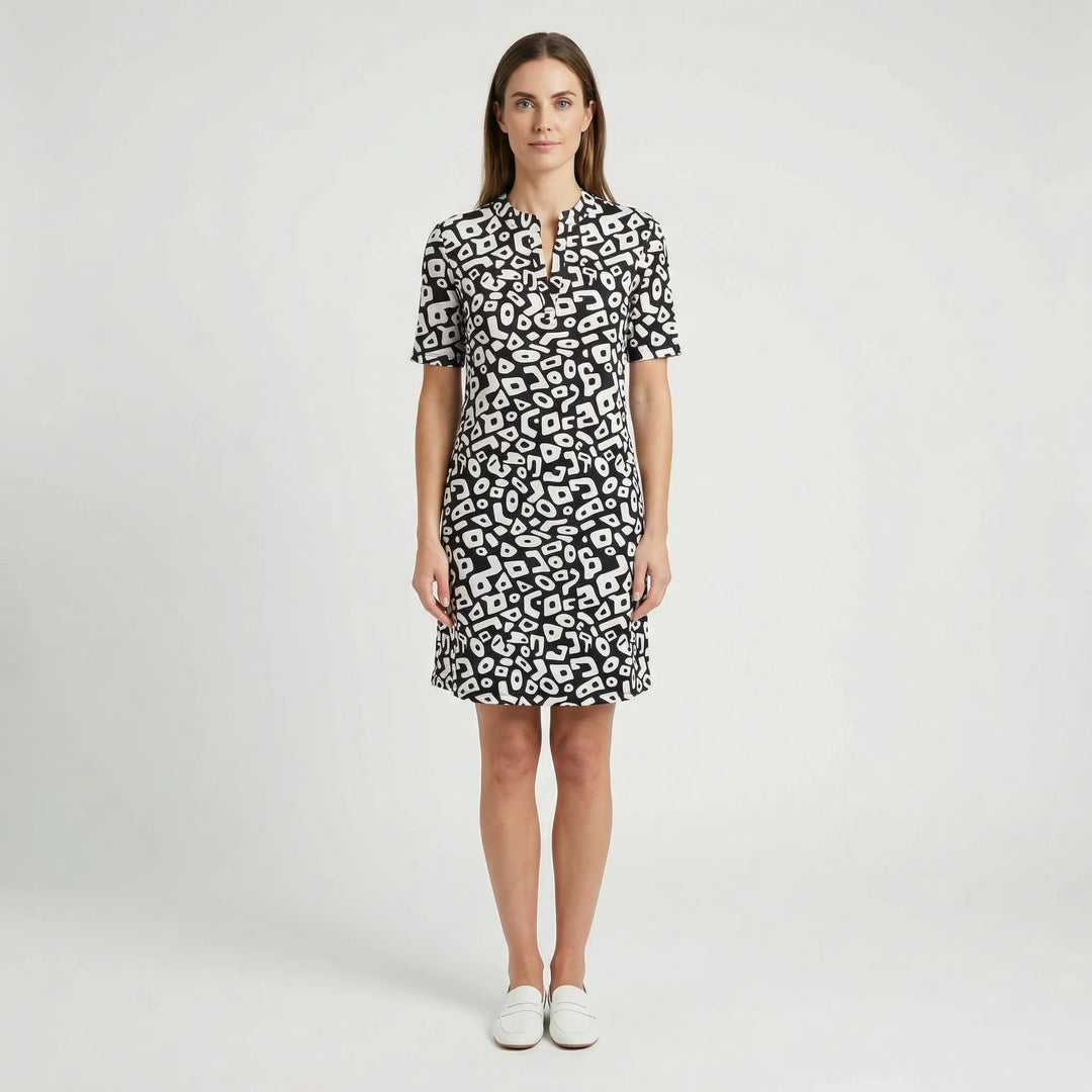 Kurzarm-Kleid Mit Grafischem Allover-Muster - Michele
