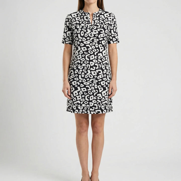 Kurzarm-Kleid Mit Grafischem Allover-Muster - Michele