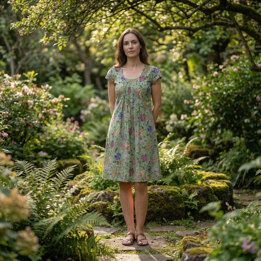 Kurzärmeliges A Linien Kleid - Amina