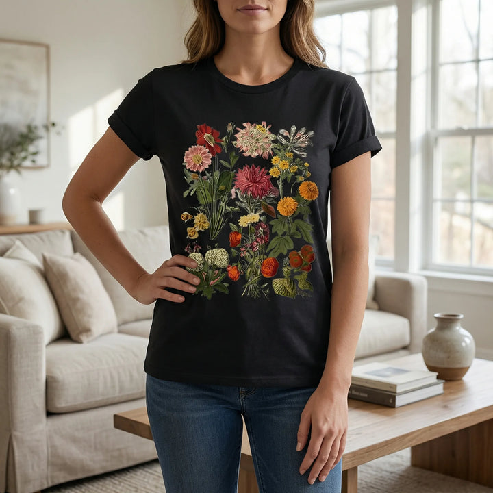 Kurzärmeliges Damen-T-Shirt Mit Blumenmotiv - Yolanda