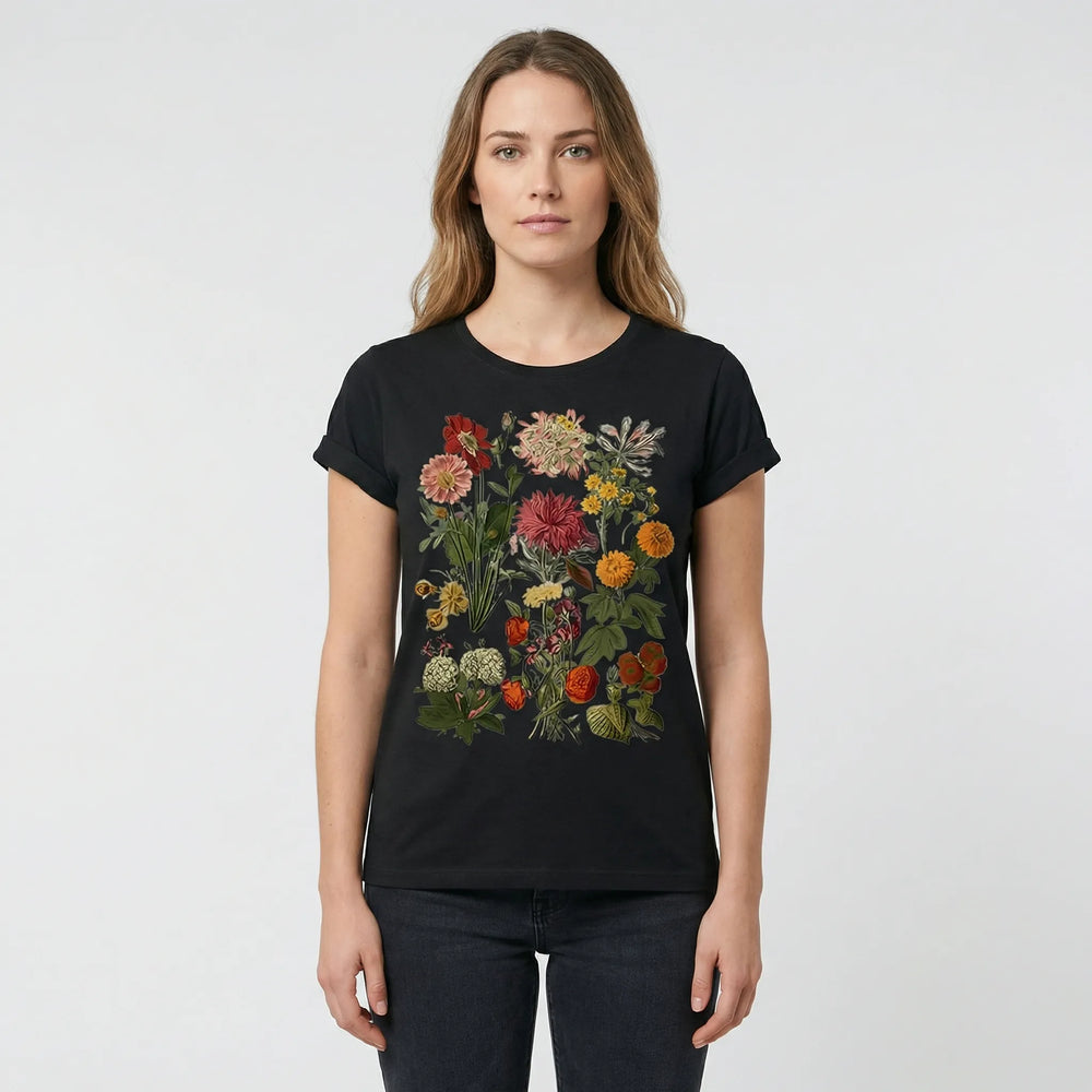 Kurzärmeliges Damen-T-Shirt Mit Blumenmotiv - Yolanda