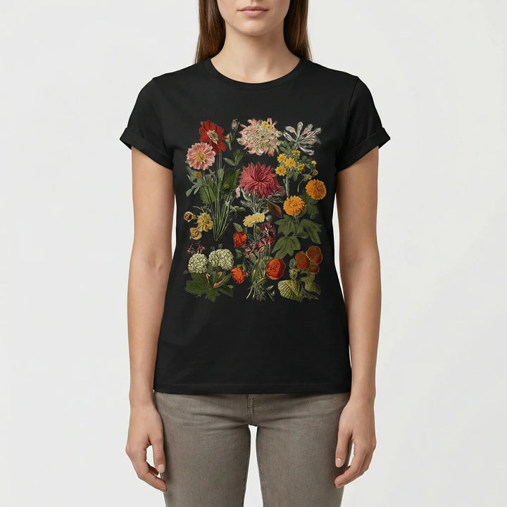 Kurzärmeliges Damen-T-Shirt Mit Blumenmotiv - Yolanda