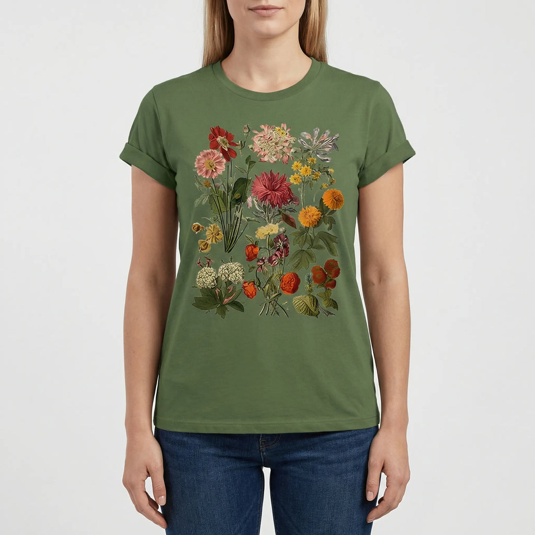 Kurzärmeliges Damen-T-Shirt Mit Blumenmotiv - Yolanda
