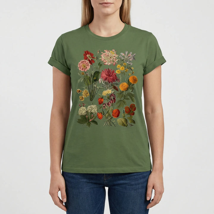 Kurzärmeliges Damen-T-Shirt Mit Blumenmotiv - Yolanda