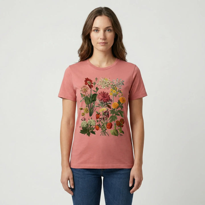 Kurzärmeliges Damen-T-Shirt Mit Blumenmotiv - Yolanda