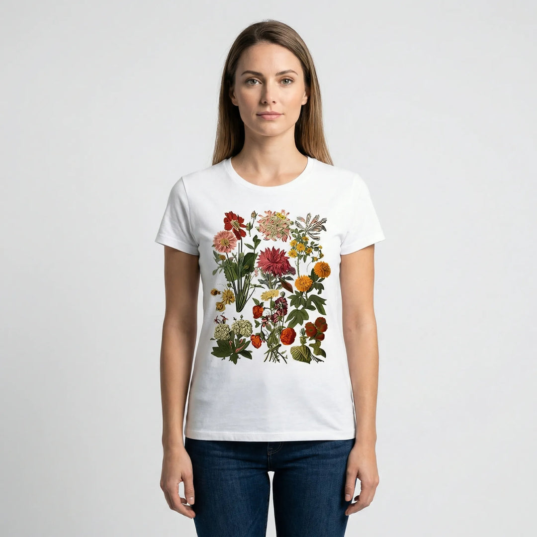 Kurzärmeliges Damen-T-Shirt Mit Blumenmotiv - Yolanda