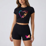 Korte Mouwen Crop Top Set - Blair