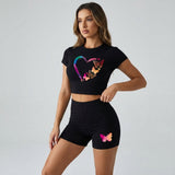 Korte Mouwen Crop Top Set - Blair