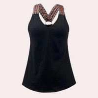Black Fashionable V-Neck Top for Women - Noa