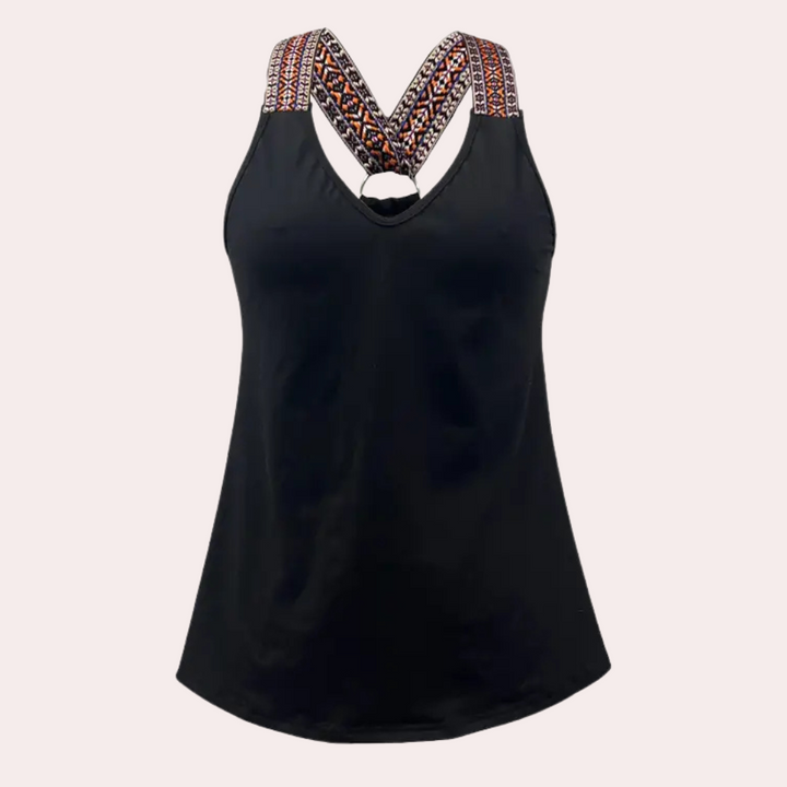 Black Fashionable V-Neck Top for Women - Noa