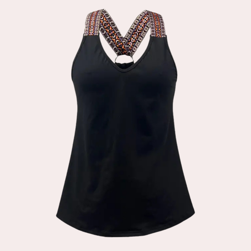 Black Fashionable V-Neck Top for Women - Noa