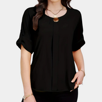 Airy Black Pleated Blouse for Women - Amira