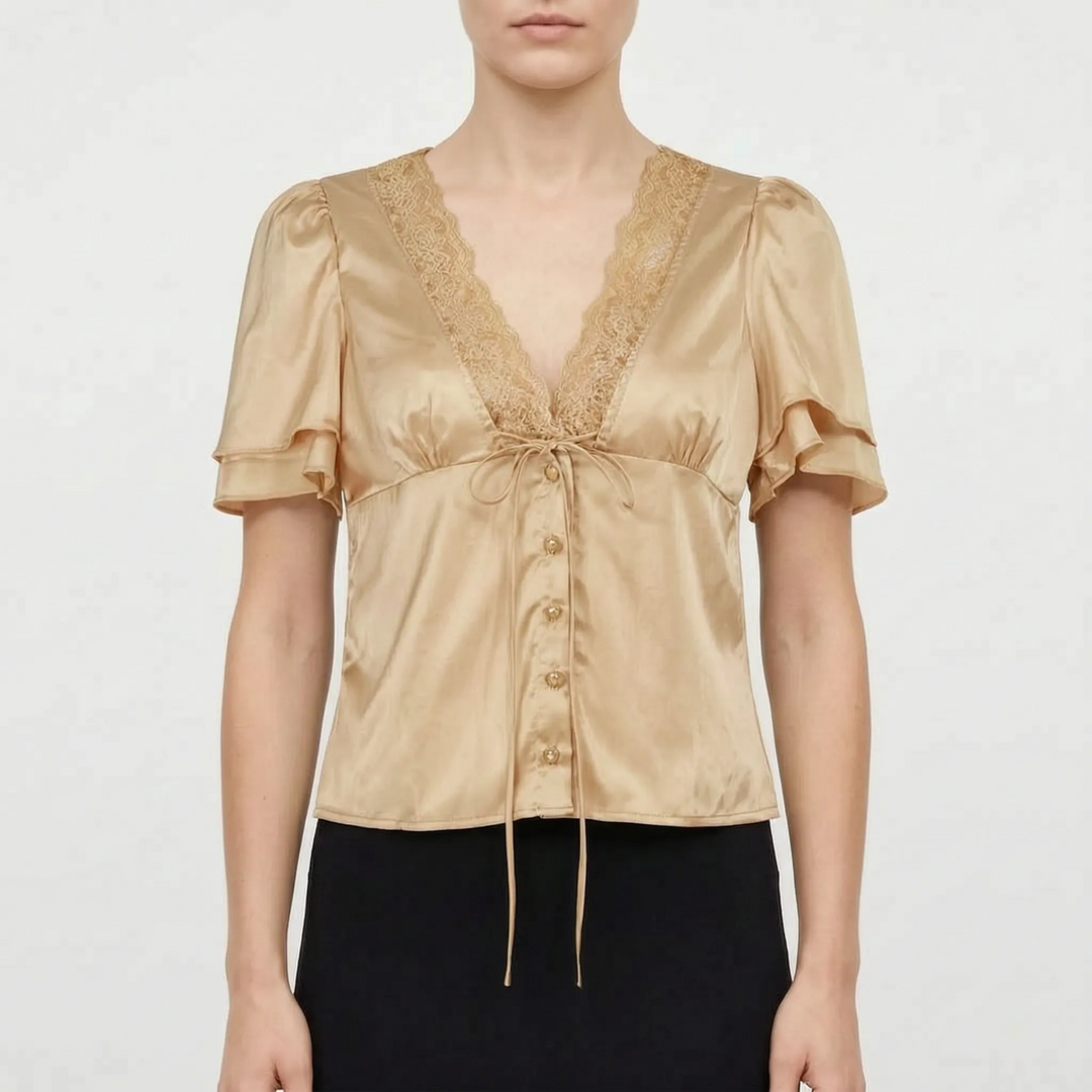 Lace Trim Blouse -  Beverly