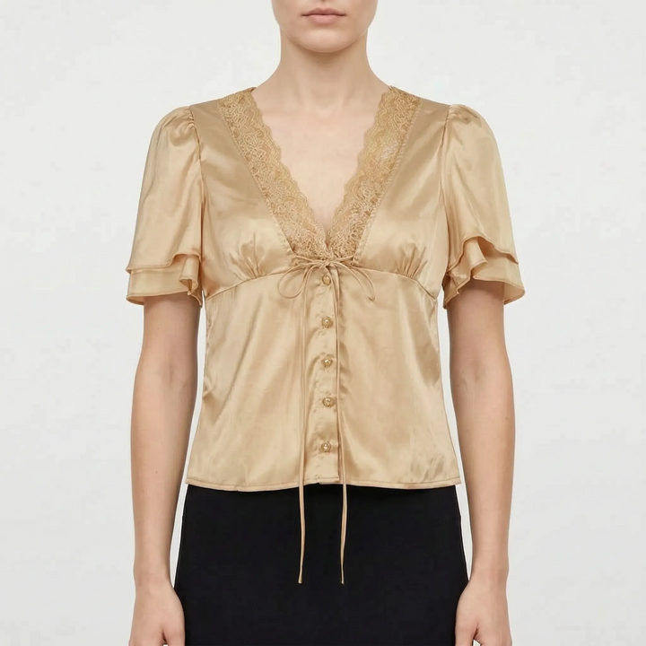 Lace Trim Blouse -  Beverly