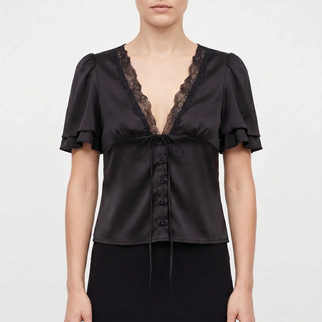 Lace Trim Blouse -  Beverly